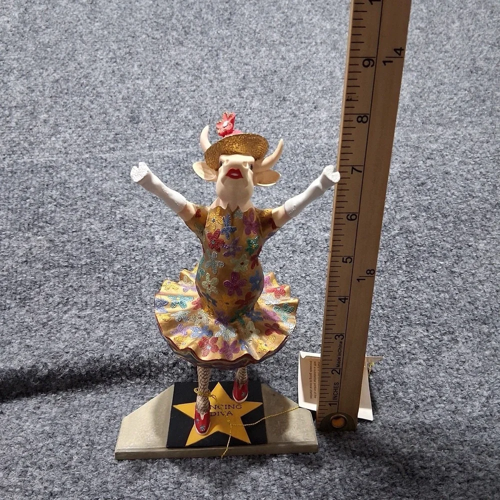 CowParade Dancing Diva Figurine Multi-Color Floral Tutu Cow Art Collectible 6